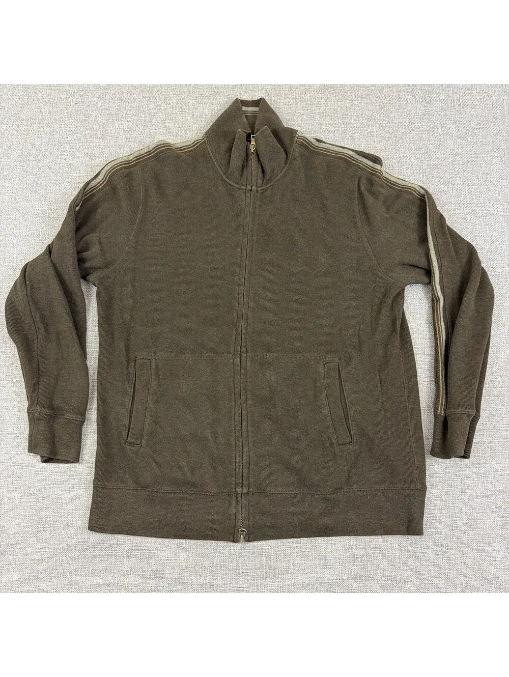 Banana Republic Mens L Brown Full Zip Sweater Track Jacket 100% Cotton